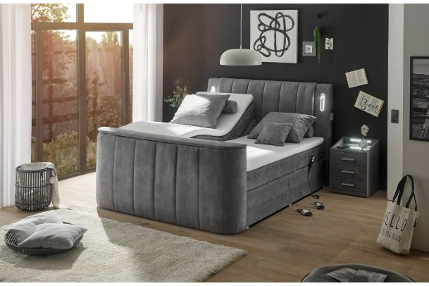 Boxspring bed 180x200 - Dallas - includes motorized TV mount suitable for TVs up to 40 inches