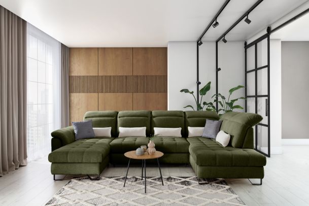 U shape sofa - Giovani (Pull-out bed with storage box)