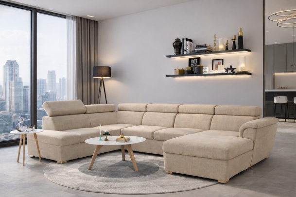 U shape sofa - London (Pull-out bed with storage box)