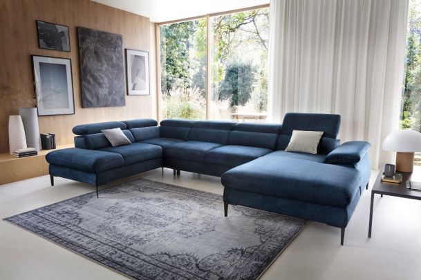 U shape sofa - Blues (Pull-out with storage box)