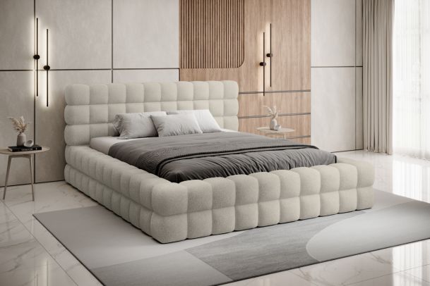 Upholstered bed 160x200 - Dizzle with bed slat (With storage box)
