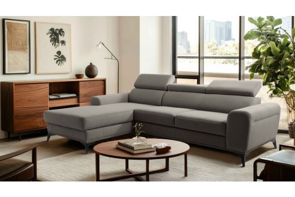 Leather corner sofa - Flavio (Pull-out with storage box)