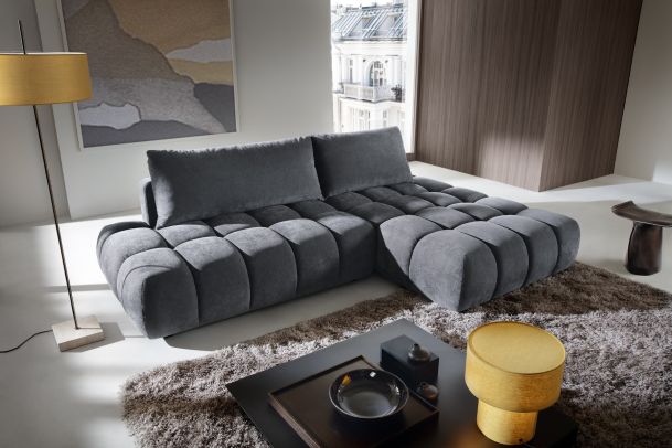 Γωνιακός καναπές - Rimini green (Συρόμενο με κουτί αποθήκευσης)