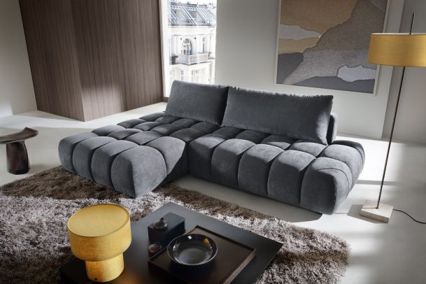 Γωνιακός καναπές - Rimini (Συρόμενο με κουτί αποθήκευσης)