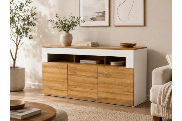 sideboard with draawers and wooden look